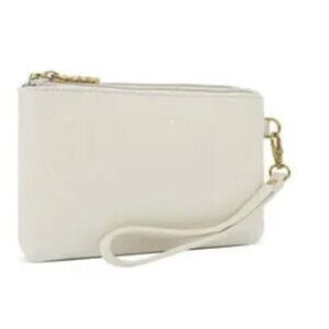 Pixie Mood NWOT Paris Vegan Pebbled Leather Double Zip Pouch Bag Cream